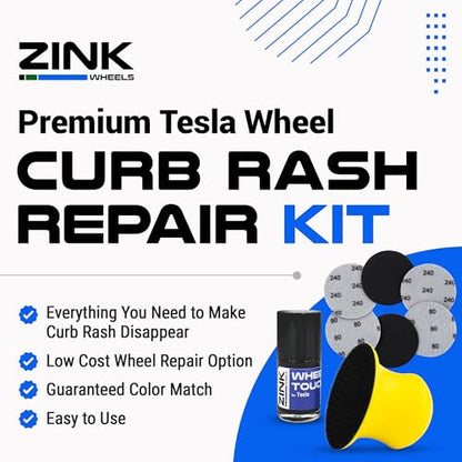 Premium Tesla Wheel Curb Rash Repair Kit for 19" Model S grey Magnetite wheels