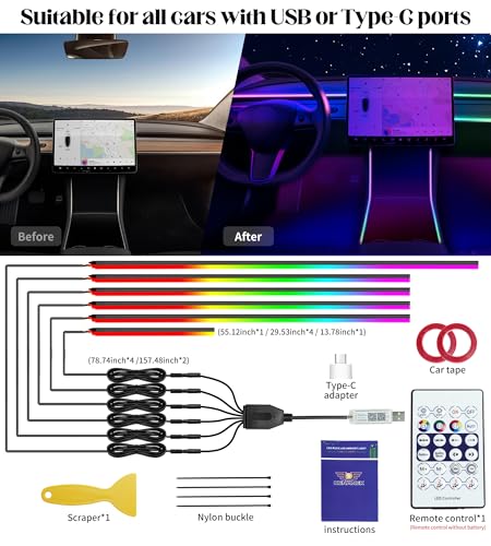 55.12Inch 6in1 Tesla Interior Lights