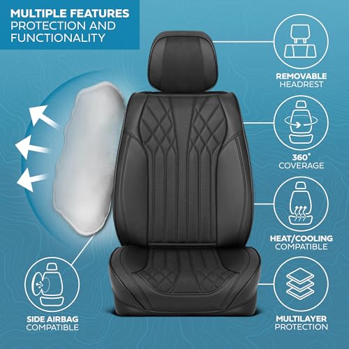 Curated Suede Diamond Leather Seat Covers for Cars & SUVs (2 Count)