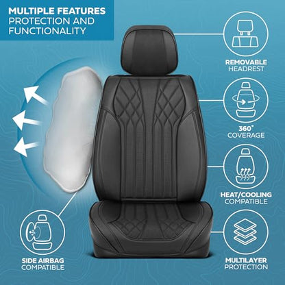 Curated Suede Diamond Leather Seat Covers for Cars & SUVs (2 Count)
