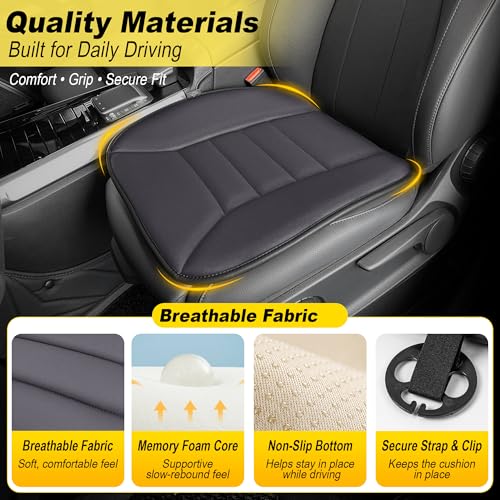 3 Piece Memory Foam Car Seat Cushion Set for Driving Comfort (3 Count)
