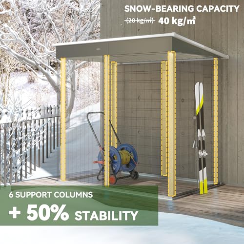 6' x 4' Metal Garden Tool Shed Small Outdoor Tool Shed Light Gray