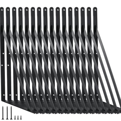 16 Pack L14 x H 10" Black Heavy Duty Shelf Brackets with Screws Metal Shelf Brackets Shelf Support Angle Brackets for Shelves L Brackets Heavy Duty Floating Shelf (16 Count)
