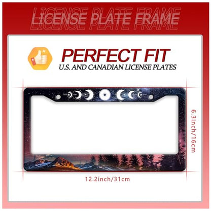 Moon Phase License Plate Frame Stainless Steel Starry Sky License Holder