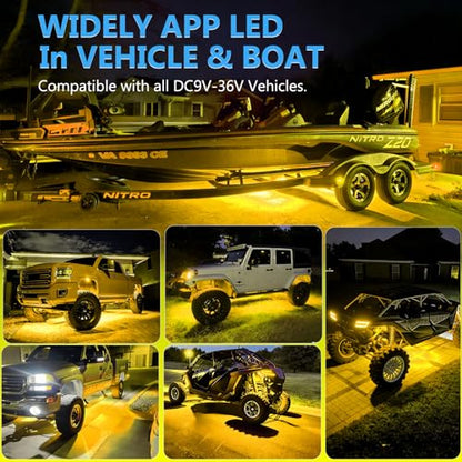 108 High Power LEDs per Pod 4Pods Yellow Amber Rock Lights Ultra