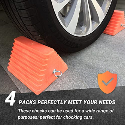 Premium 4 pcs Heavy Duty Wheel Tire Chocks