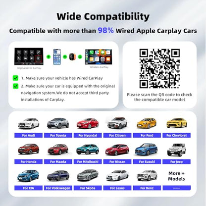 2026 Upgarded】 Wireless CarPlay Adapter for iPhone