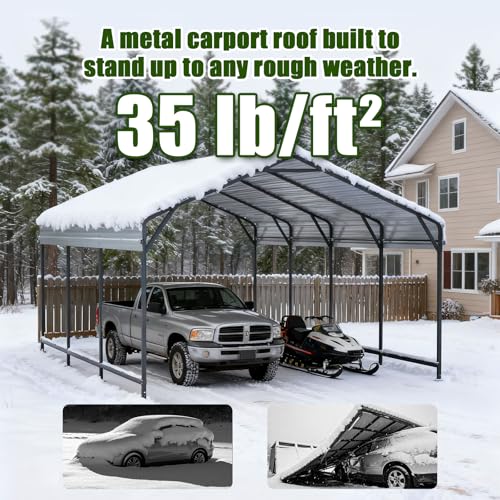 Metal Carport Heavy Duty 12x20ft Outdoor Galvanized Steel Car Port