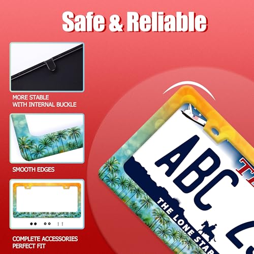 Palm Tree License Plate Frame Stainless Steel Tropical License Holder