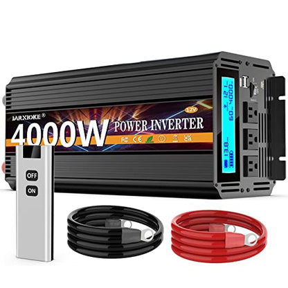 4000 Watt Power Inverter 12V DC to 110V 120V Converter for Family RV Off Grid Solar System Car with Type