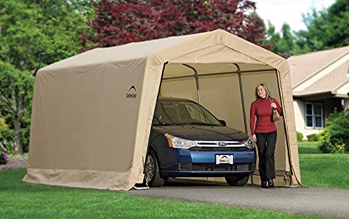 10' x 15' x 8' Peak Style Roof Instant Garage Carport Car Canopy with Steel Frame and Waterproof UV