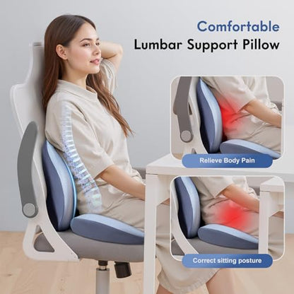 Seat Cushion and Lumbar Support Pillow for Office Chair Car