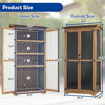 Storage Cabinet Outdoor Garage Cabinets with 3 Adjustable Shelves