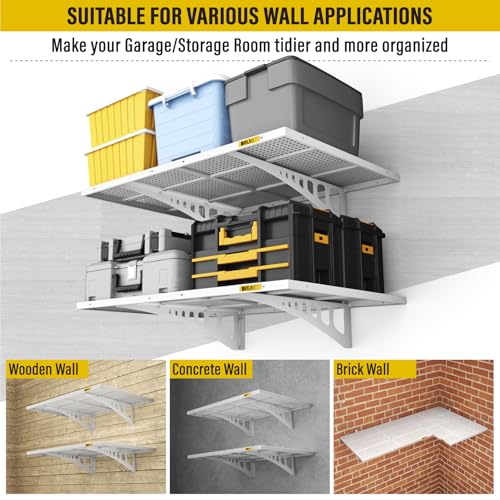 2Pack 2x3ft Adjustable Metal Garage Wall Shelving Heavy Duty Garage Storage Shelf Wall Mounted White (2 Count)