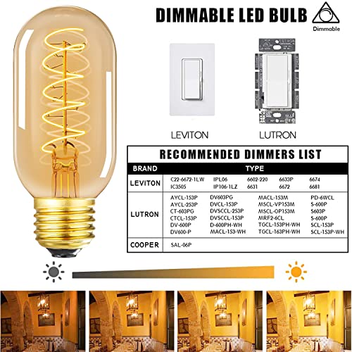 Vintage LED Spiral Filament Bulb T14 (4 Count)