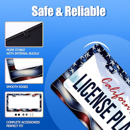 American License Plate Frame Stainless Steel Accessory 12.3 x 6.3 Inch