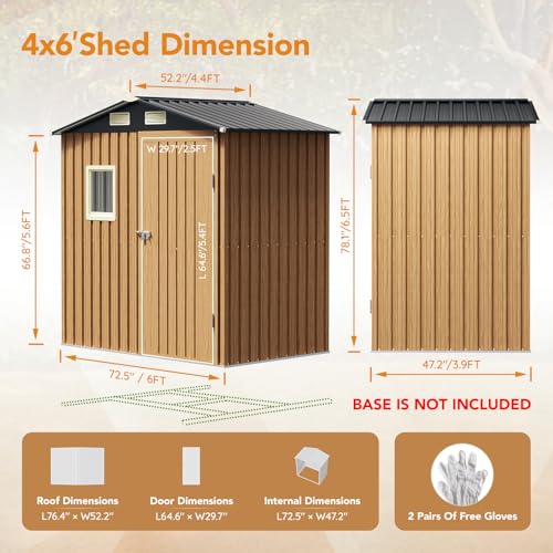 6X4FT Garden Storage Shed