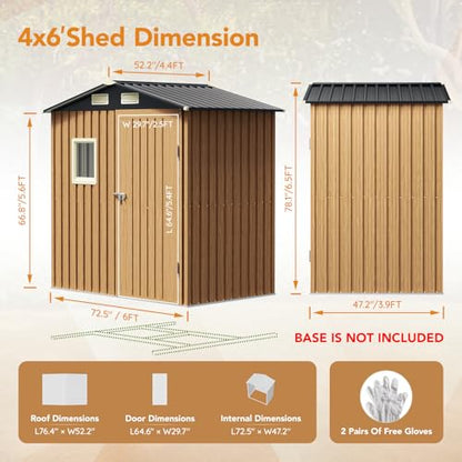 6X4FT Garden Storage Shed