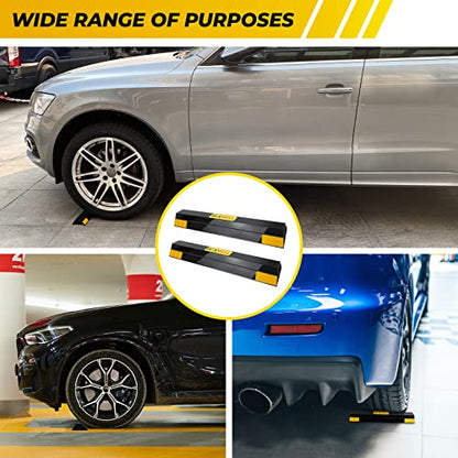 New Updated) 16" 2 Pcs Heavy Duty Parking Aid for Garage Walls, Parking Gadgets Protects Car, Parking Stopper Easy to Install 2 Packs, 16" L x 3.7" W x 1.8" H