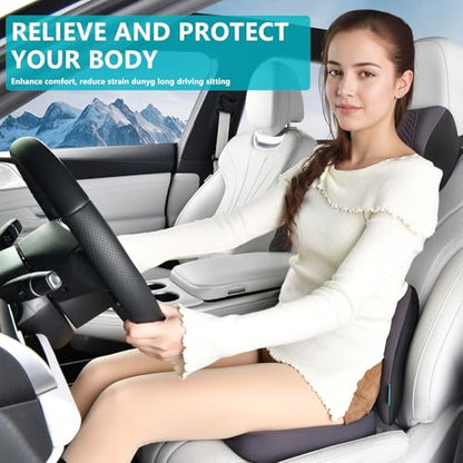 3 PCS Seat Cushion for Carseat Lumbar Support Pillow Car Neck Headrest Pillows Memory Foam Gel Memory Foam Massage Point Seat Pads Pressure Relief Back Cushion for Office Chair (3 Count)