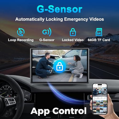 Wireless Portable 9'' Carplay Screen with 4K Dash Cam