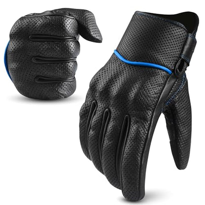 Motorcycle Gloves Men's Leather Motorbike Gloves Touchscreen Function