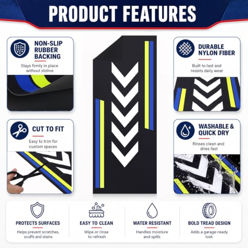 Motorcycle Mat Garage Floor Rug Washable Parking Mats for Garage Floors Non Slip Oil Absorbent Pad Rubber Backing Layer Protects Floor