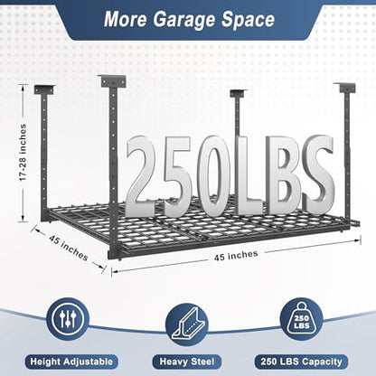 45-Inch x 45-Inch Overhead Garage Storage Rack 250LBS Weight Capacity