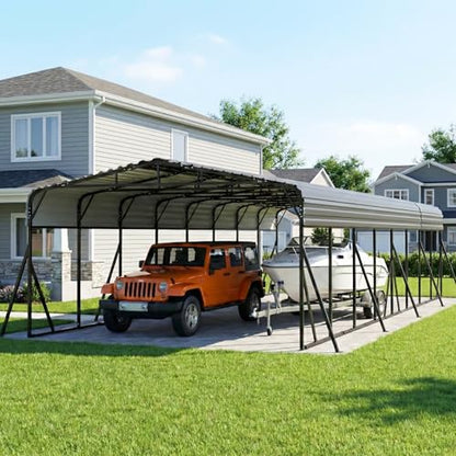 20X40 FT Metal Carport with Reinforced Galvanized Roof