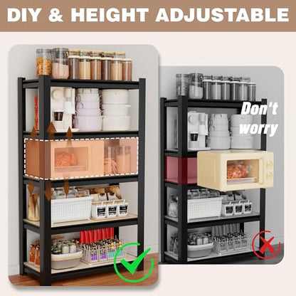 5 Tier Black Shelving with Board (5 Count)