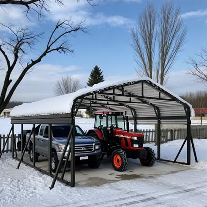 20x20 FT Metal Carport with Extra 6 Side Reinforcement Support Rods
