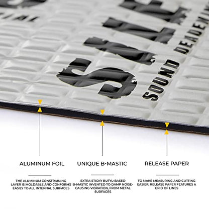 80 mil (2mm) 18 sqft (1.7 sqm) Car Sound Deadening mat - Butyl Automotive Sound Deadener - Noise Insulation and Vibration Dampening Material (18 sqft)