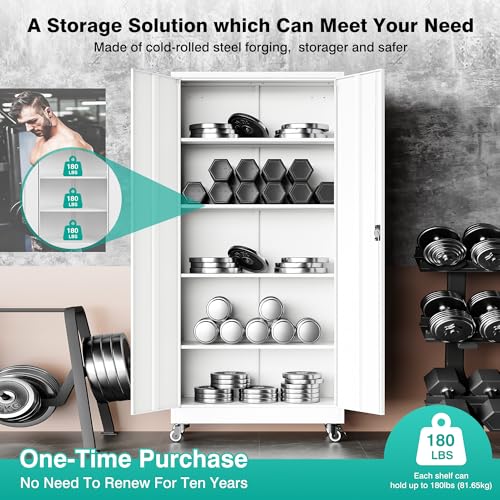 75" Tall Metal Storage Cabinet with Wheels