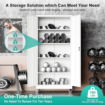 75" Tall Metal Storage Cabinet with Wheels