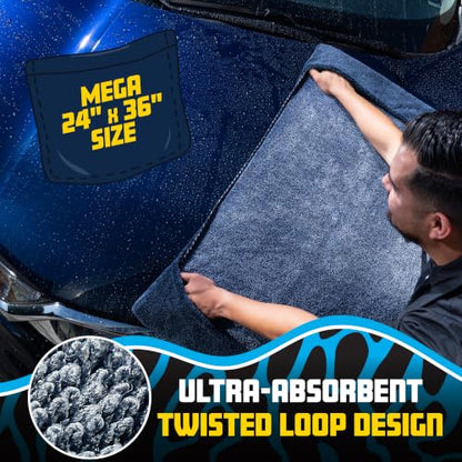 Twisted Loop Microfiber Car Drying Towel with Hand Pockets