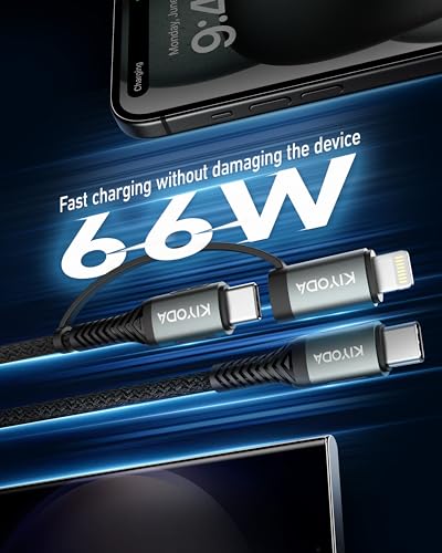 Coiled USB C to USB C and Lightning Cable 2 in 1 (2 Count)