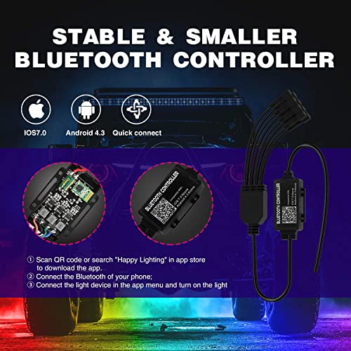 RGB LED Rock Lights Kit 8PCS Underglow Pod Lights (8 Count)