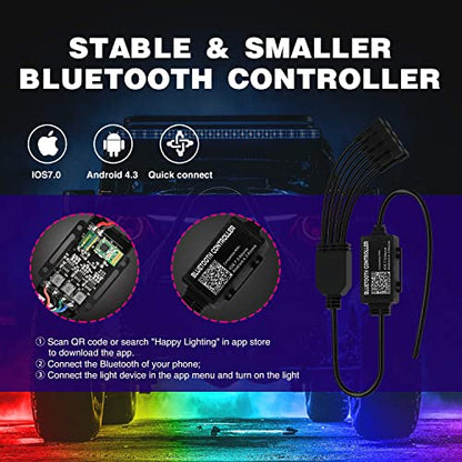 RGB LED Rock Lights Kit 8PCS Underglow Pod Lights (8 Count)