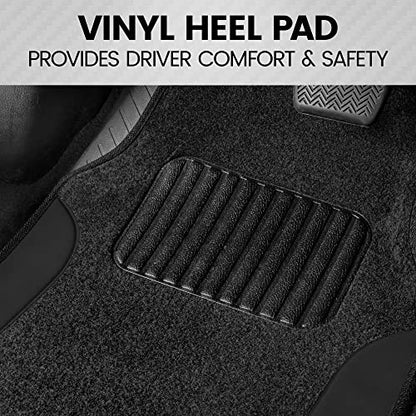 PolyPro Black Car Seat Covers Full Set with Matching Carpet Floor Mats