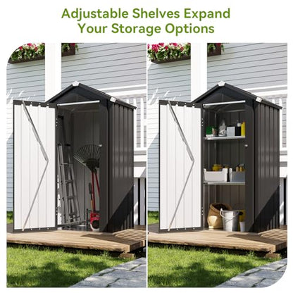 Vertical Outdoor Storage Cabinet 2.5’x2’ with Floor & Shelves Black