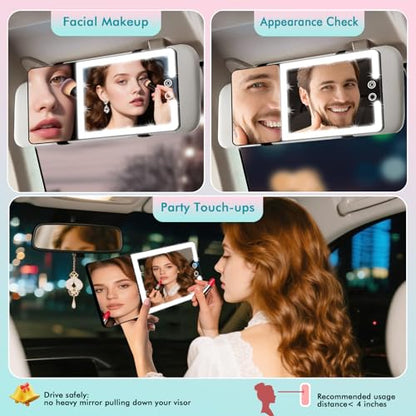 2pcs Car Sun Visor Vanity Mirror with Lights & 20X Magnification (2 Count)