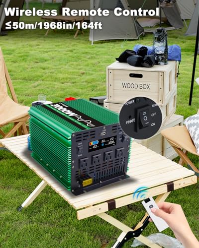 3000 Watt Pure Sine Power Inverter 12V to 110V 120V DC to AC Converter with 4 AC Outlets