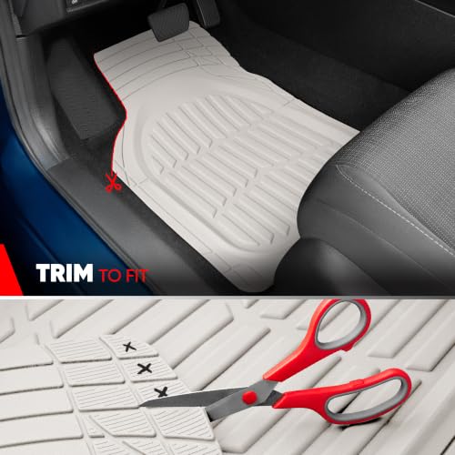 MotorTrend FlexTough White Car Floor Mats Rubber All Weather Automotive 2pc
