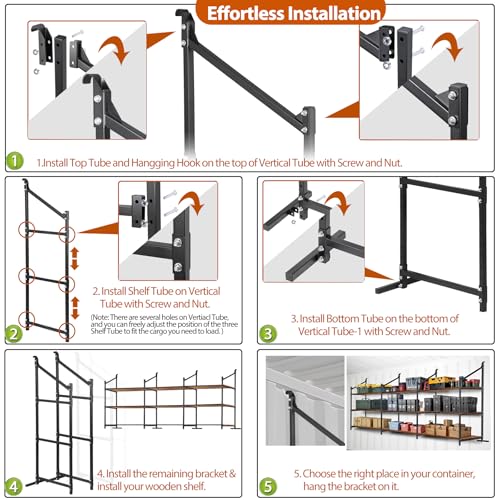 Shipping Container Shelving Storage Bracket 4Pcs Heavy Duty Cargo Shipping Container Shelf Shelving Brackets Universal (4 Count)