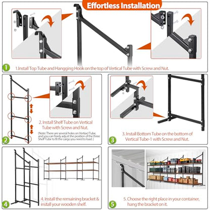 Shipping Container Shelving Storage Bracket 4Pcs Heavy Duty Cargo Shipping Container Shelf Shelving Brackets Universal (4 Count)