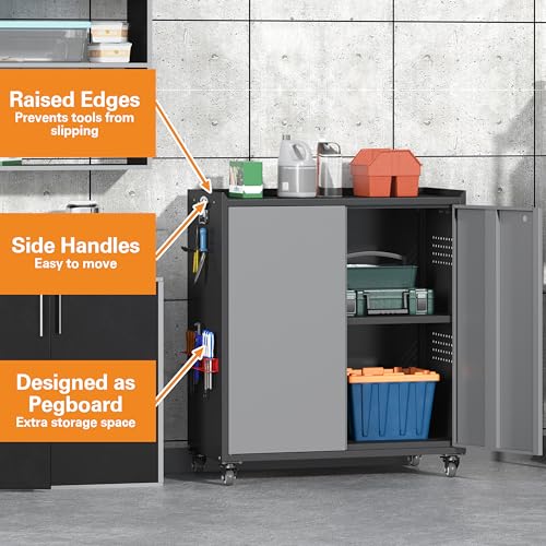 Metal Garage Storage Cabinet with Wheels