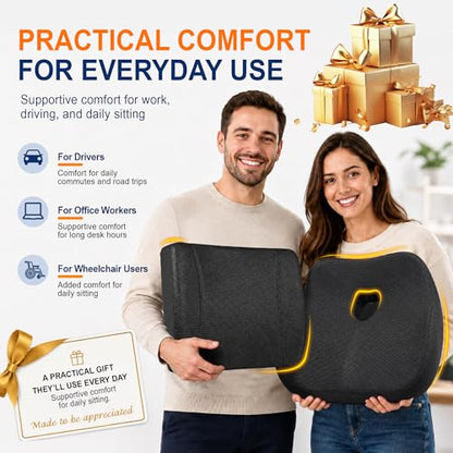 Car Seat Cushion and Lumbar Back Support Pillow Set for Driving