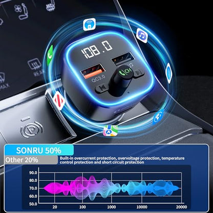 Bluetooth 5.3 FM Transmitter Car Adapter