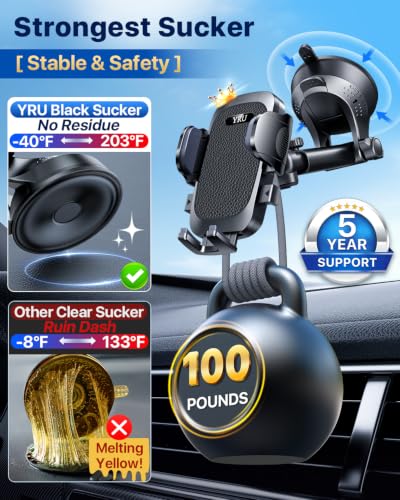 True Upgrade for Safety] YRU Car Phone Holder Mount [Patent & Military