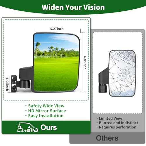 Golf Cart Side Mirrors No Drilling